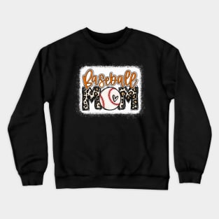 Baseball Mom Orange Leopard Baseball Mama Crewneck Sweatshirt